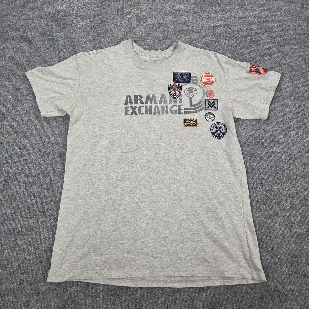 Armani Exchange Shirt Mens Medium Gray Patch Logo 1991 AX 91 Graphic Tee